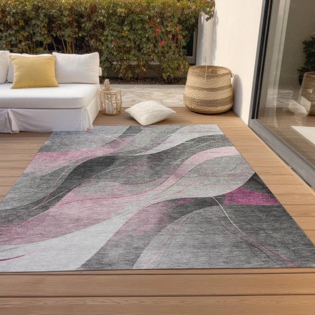 LOOMLAN Rugs Aelien Pink Washable Indoor-Outdoor Rug