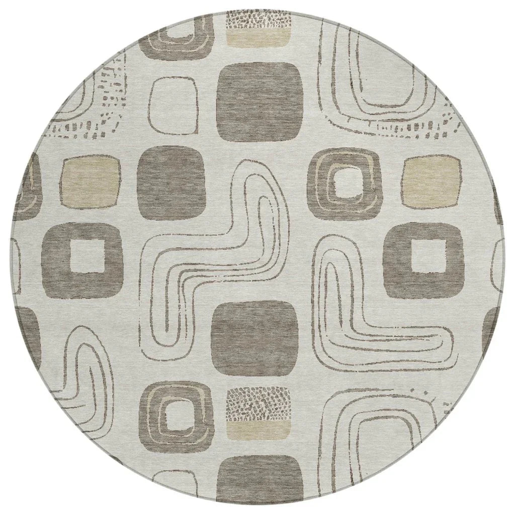 LOOMLAN Rugs Aelira Brown Washable Indoor-Outdoor Rug