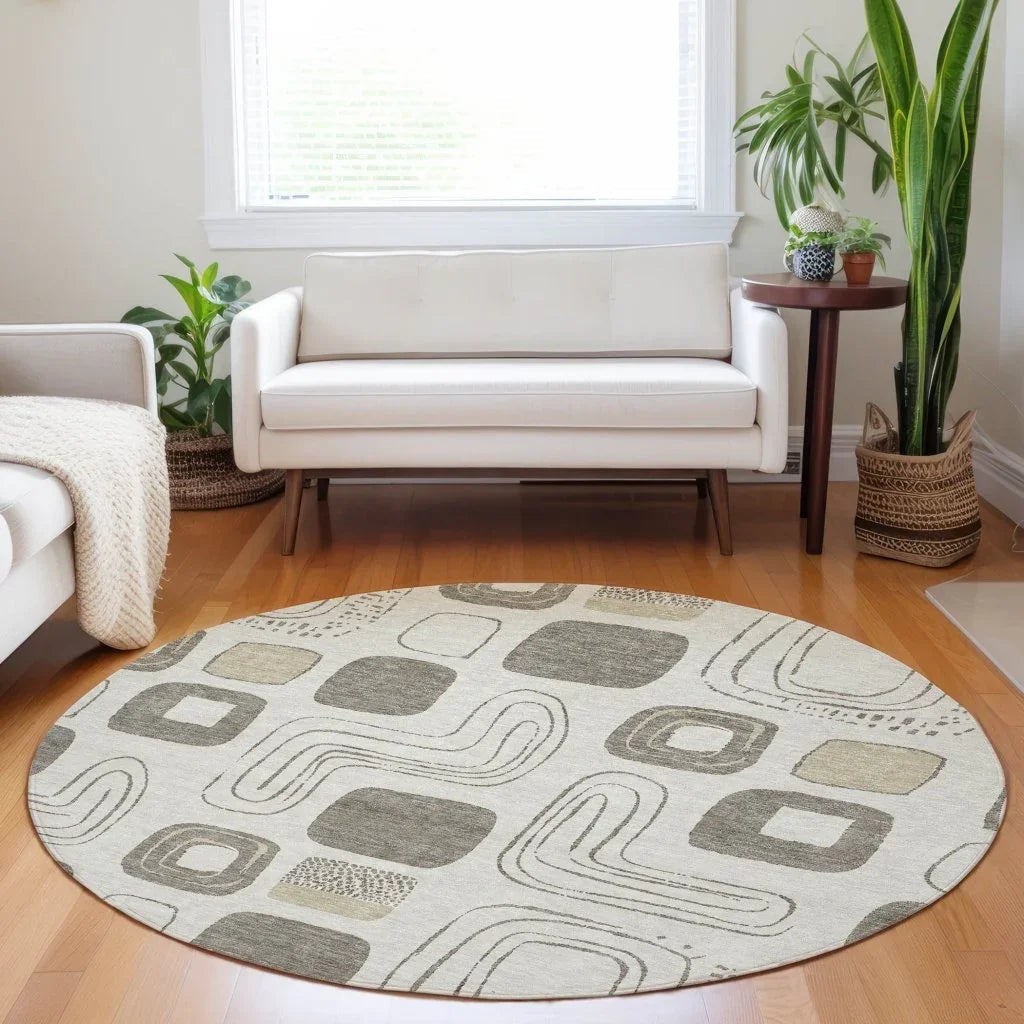 LOOMLAN Rugs Aelira Brown Washable Indoor-Outdoor Rug