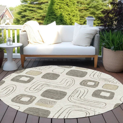 LOOMLAN Rugs Aelira Brown Washable Indoor-Outdoor Rug