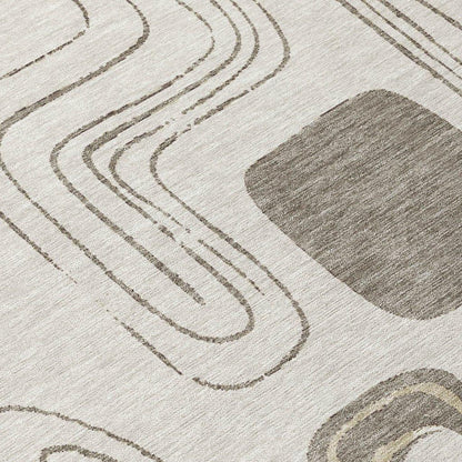 LOOMLAN Rugs Aelira Brown Washable Indoor-Outdoor Rug