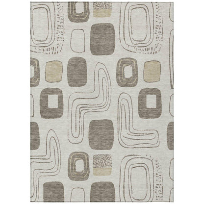 LOOMLAN Rugs Aelira Brown Washable Indoor-Outdoor Rug