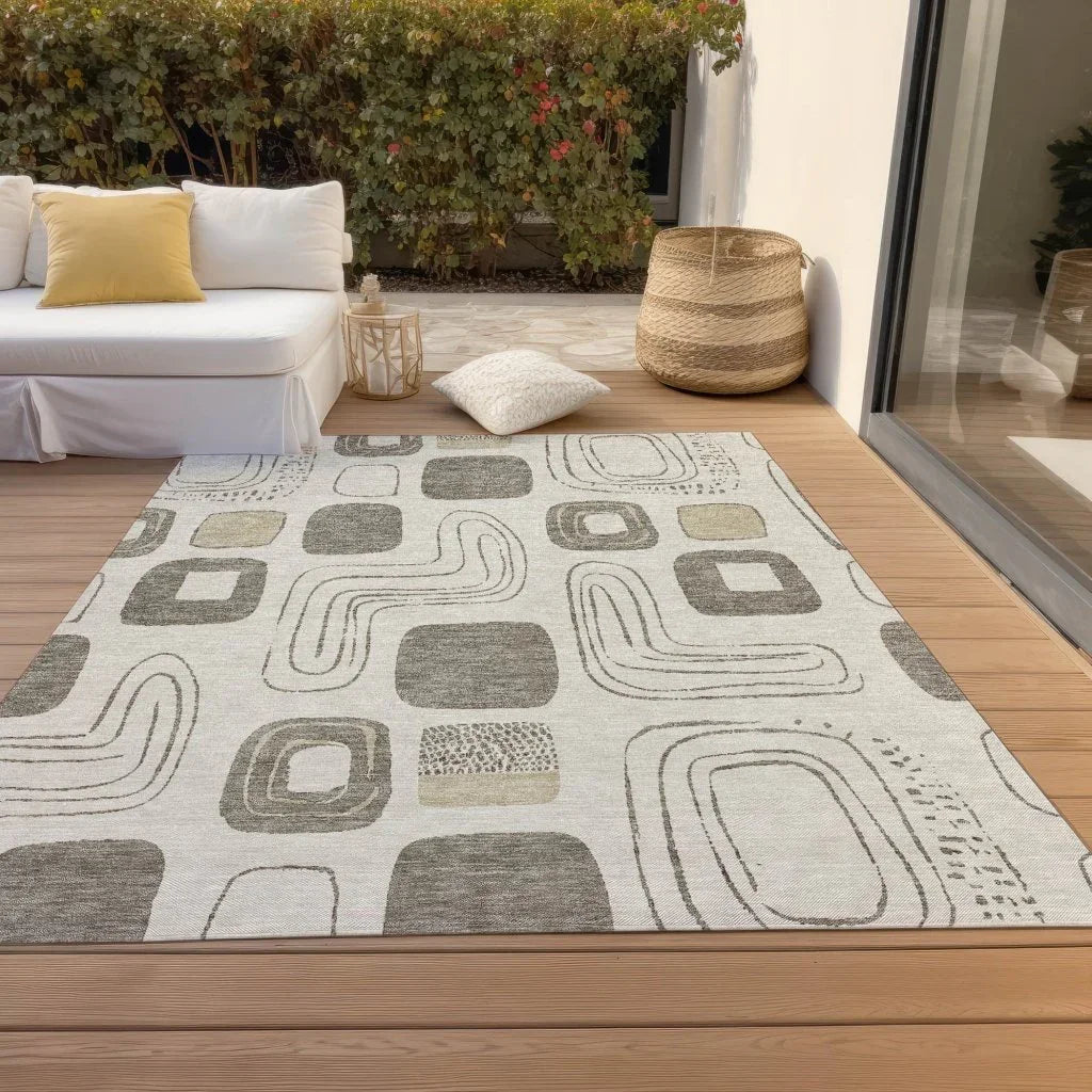 LOOMLAN Rugs Aelira Brown Washable Indoor-Outdoor Rug