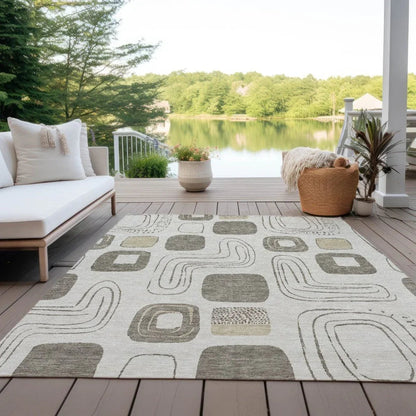 LOOMLAN Rugs Aelira Brown Washable Indoor-Outdoor Rug