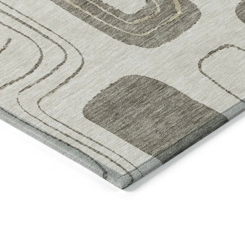 LOOMLAN Rugs Aelira Brown Washable Indoor-Outdoor Rug