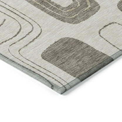 LOOMLAN Rugs Aelira Brown Washable Indoor-Outdoor Rug