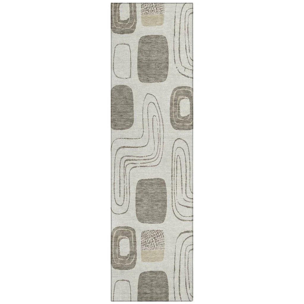 LOOMLAN Rugs Aelira Brown Washable Indoor-Outdoor Rug