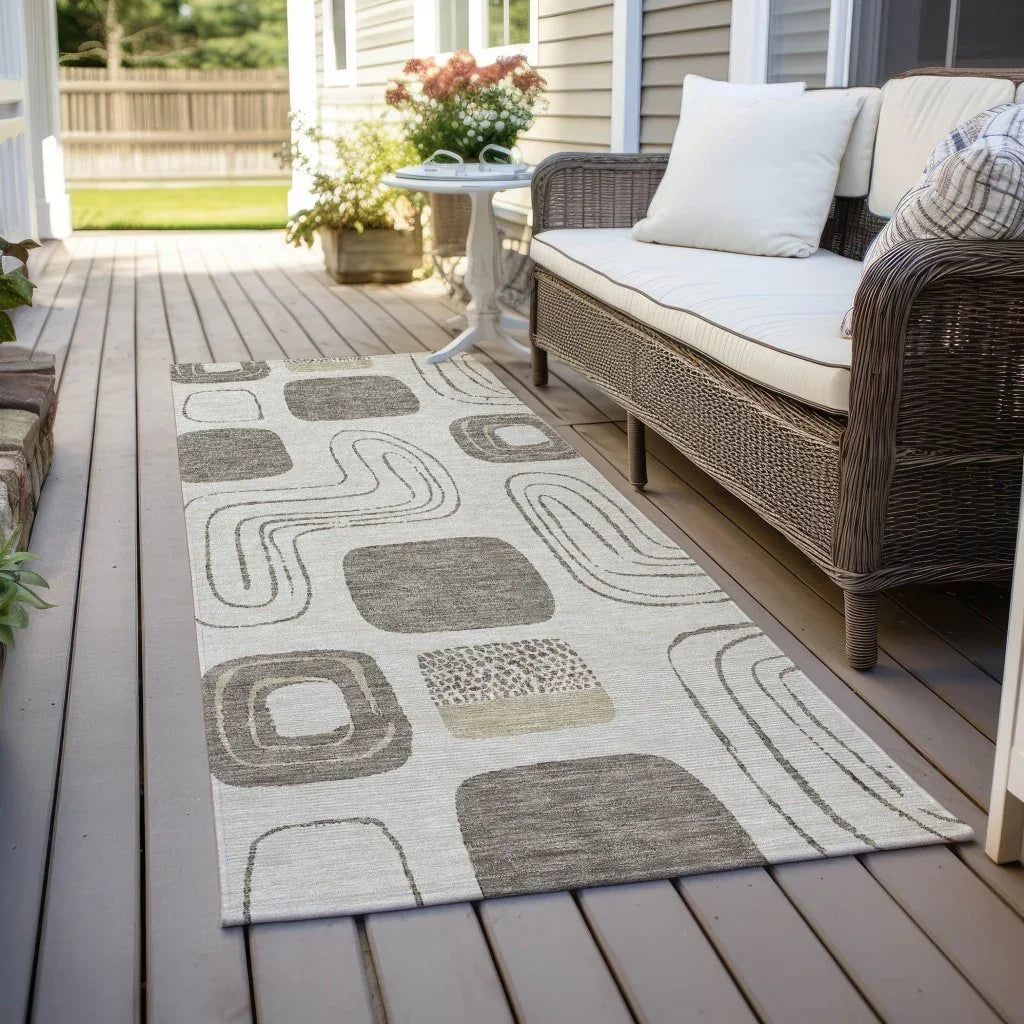 LOOMLAN Rugs Aelira Brown Washable Indoor-Outdoor Rug