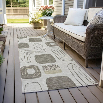 LOOMLAN Rugs Aelira Brown Washable Indoor-Outdoor Rug