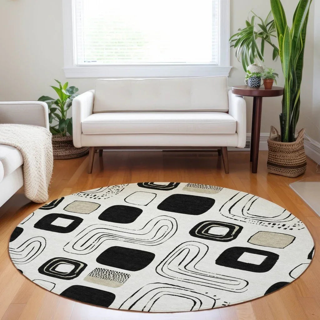 LOOMLAN Rugs Aelira Ivory Washable Indoor-Outdoor Rug
