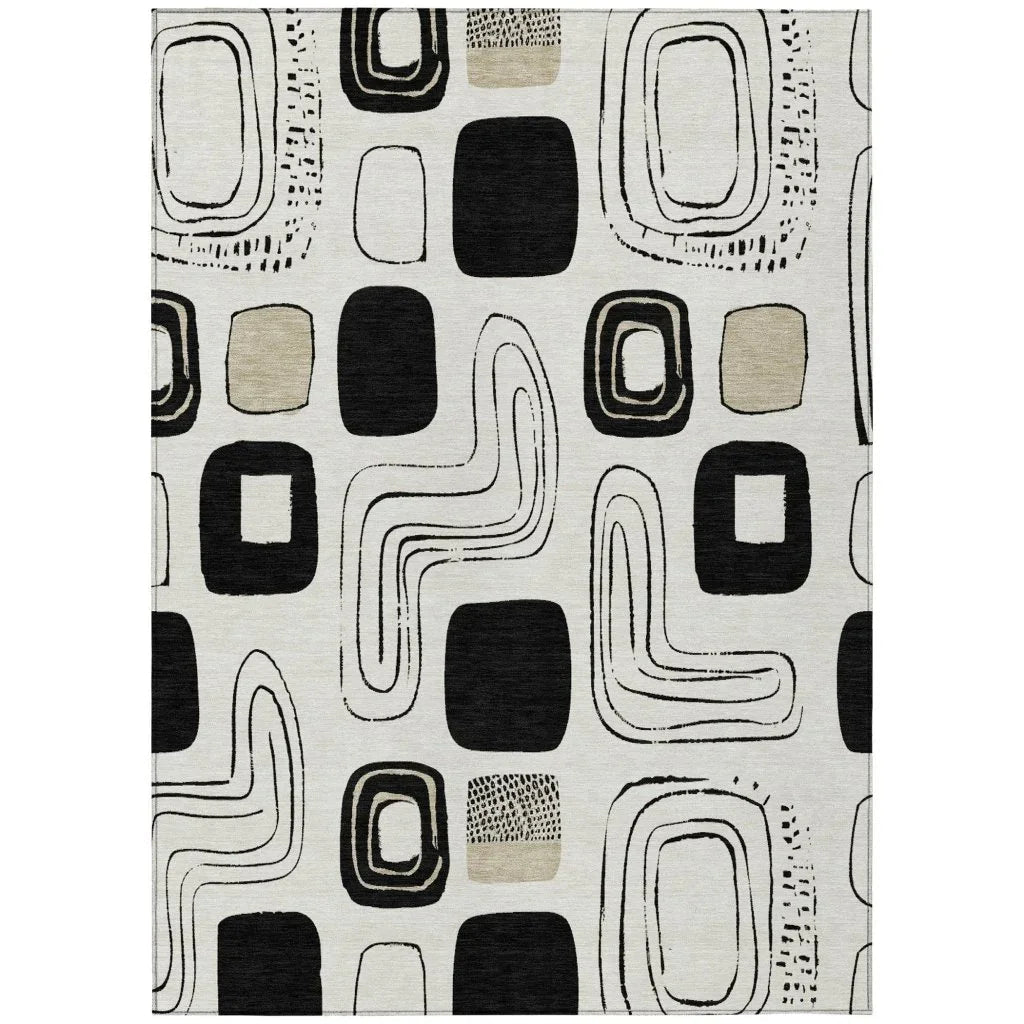 LOOMLAN Rugs Aelira Ivory Washable Indoor-Outdoor Rug