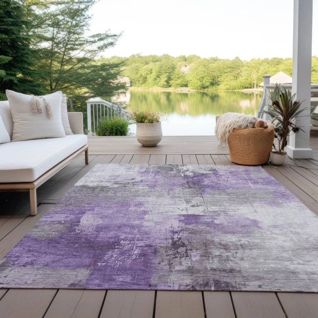 LOOMLAN Rugs Aelon Purple Washable Indoor-Outdoor Rug
