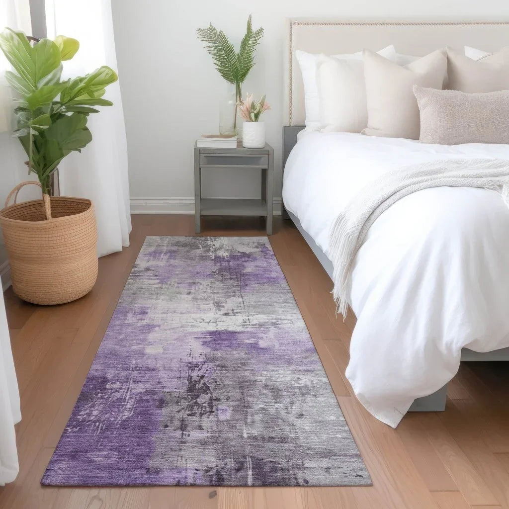 LOOMLAN Rugs Aelon Purple Washable Indoor-Outdoor Rug