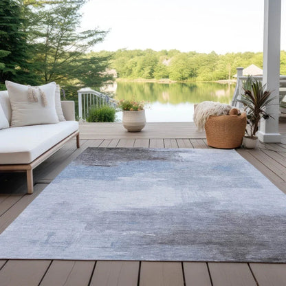 LOOMLAN Rugs Aelora Blue Washable Indoor-Outdoor Rug