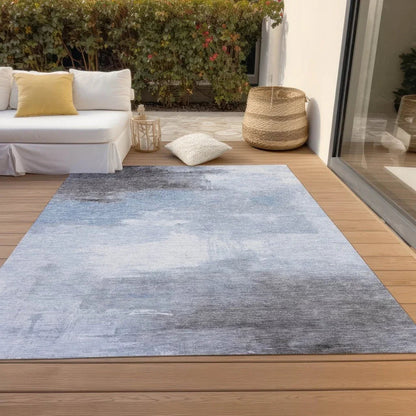 LOOMLAN Rugs Aelora Blue Washable Indoor-Outdoor Rug