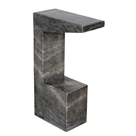 Aero Grey Marble Accent Side Table, B-Side Tables-Noir-Sideboards and Things