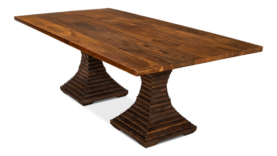 Aesthetic Rectangular Pedestal Dining Table-Dining Tables-Sarreid-LOOMLAN