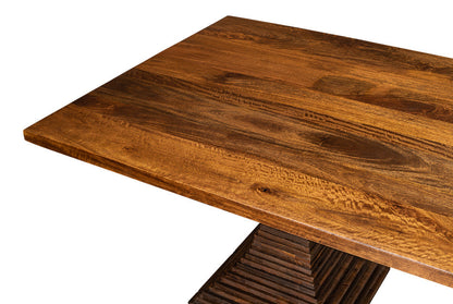 Aesthetic Rectangular Pedestal Dining Table-Dining Tables-Sarreid-LOOMLAN