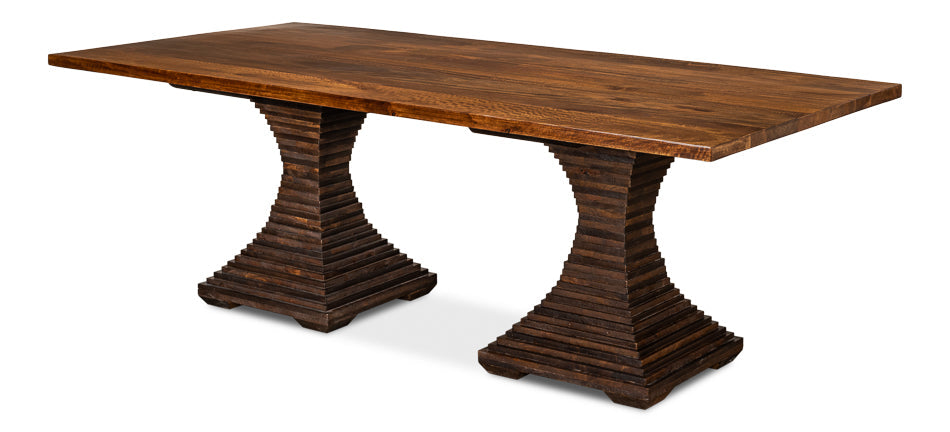 Aesthetic Rectangular Pedestal Dining Table-Dining Tables-Sarreid-LOOMLAN