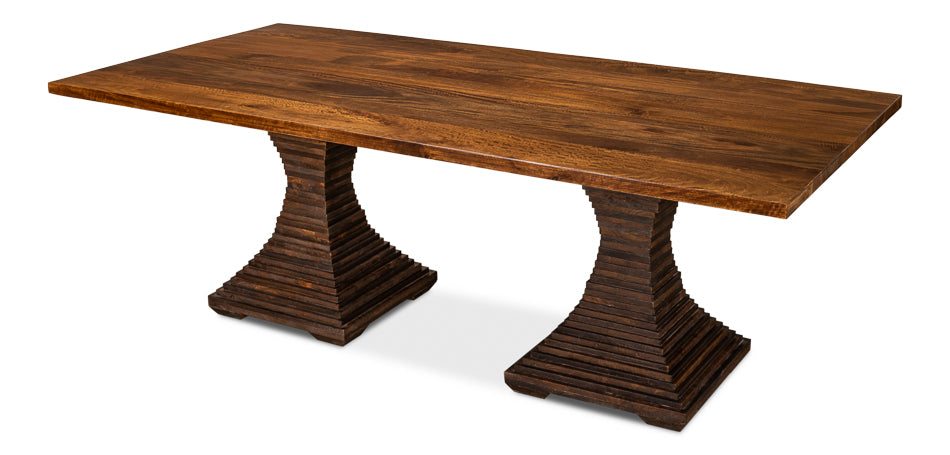 Aesthetic Rectangular Pedestal Dining Table-Dining Tables-Sarreid-LOOMLAN