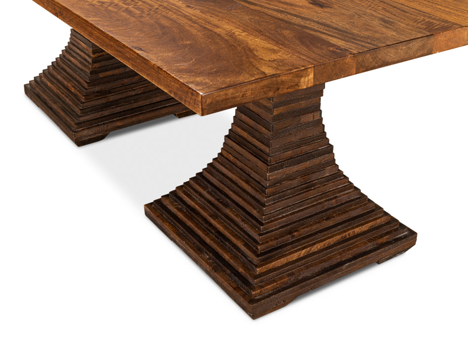 Aesthetic Rectangular Pedestal Dining Table-Dining Tables-Sarreid-LOOMLAN