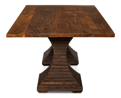 Aesthetic Rectangular Pedestal Dining Table-Dining Tables-Sarreid-LOOMLAN