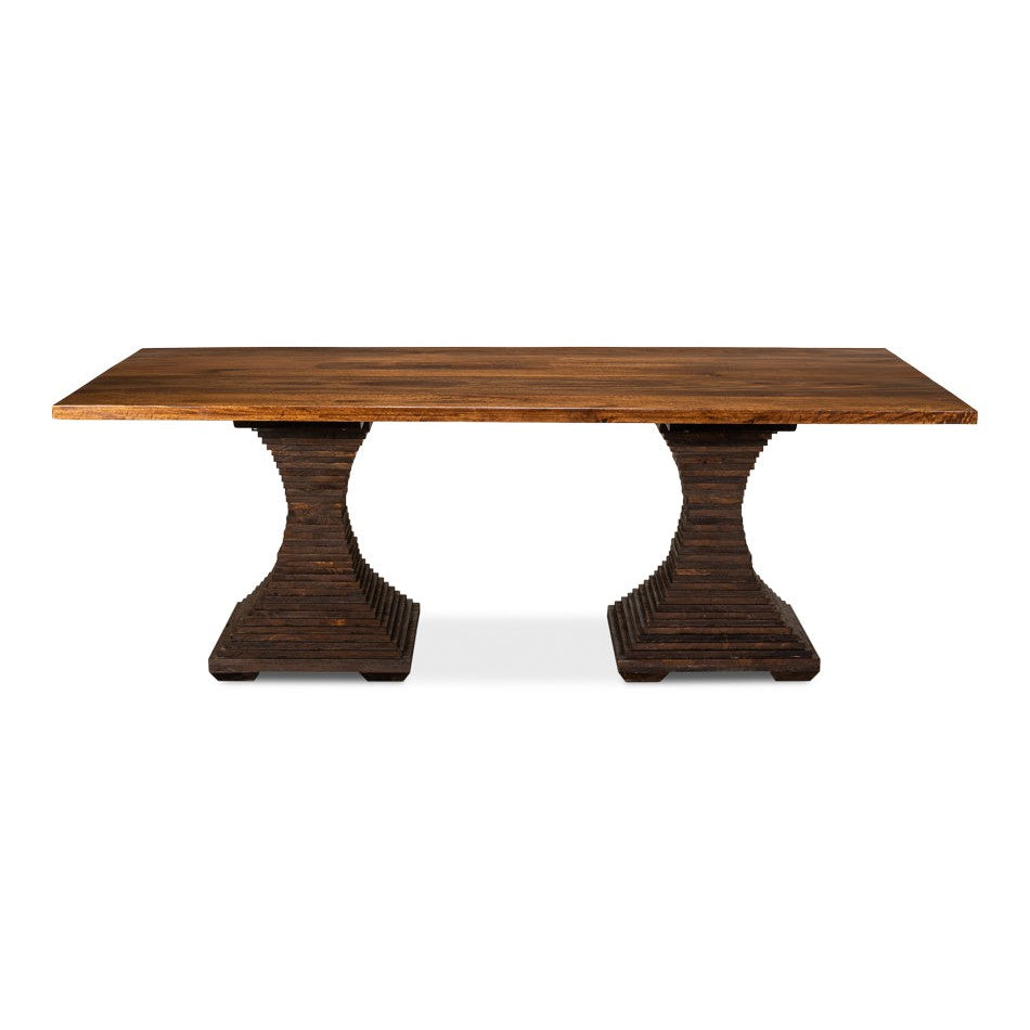 Aesthetic Rectangular Pedestal Dining Table-Dining Tables-Sarreid-LOOMLAN