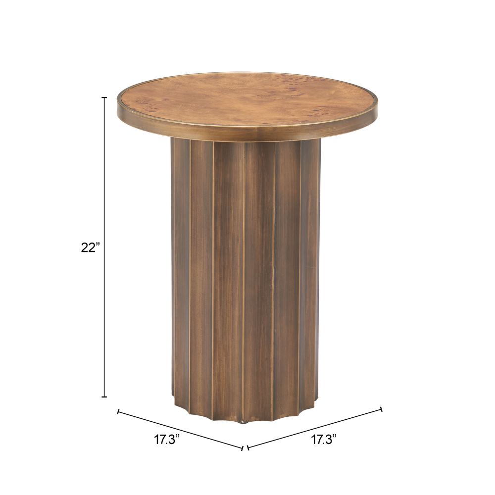 Zuo Modern Afinato Wooden Brown Side Table