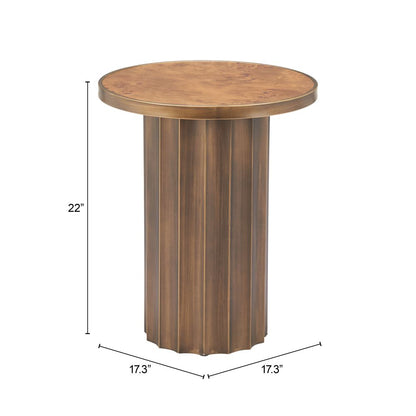 Zuo Modern Afinato Wooden Brown Side Table