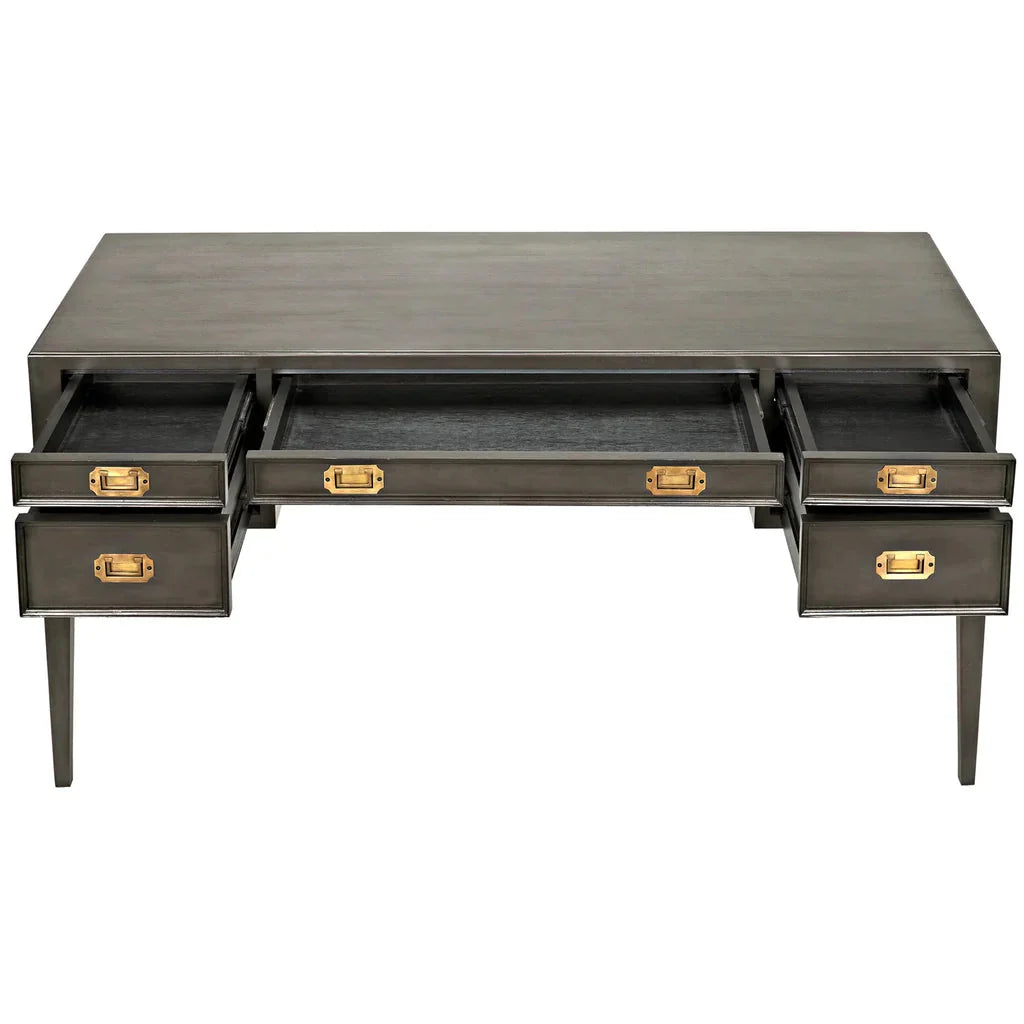 Africa Desk Mahogany Wood Desk With Drawers-Home Office Desks-Noir-Sideboards and Things