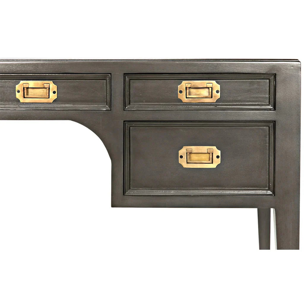 Africa Desk Mahogany Wood Desk With Drawers-Home Office Desks-Noir-Sideboards and Things