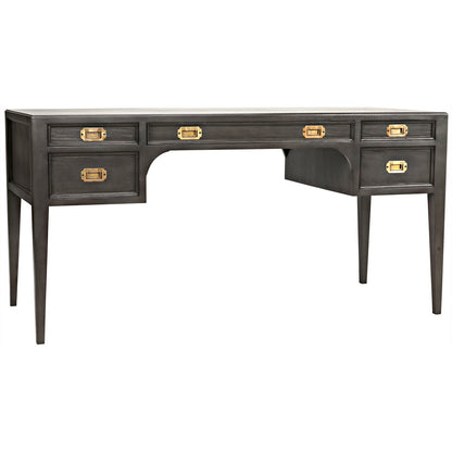 Africa Desk Mahogany Wood Desk With Drawers-Home Office Desks-Noir-Sideboards and Things