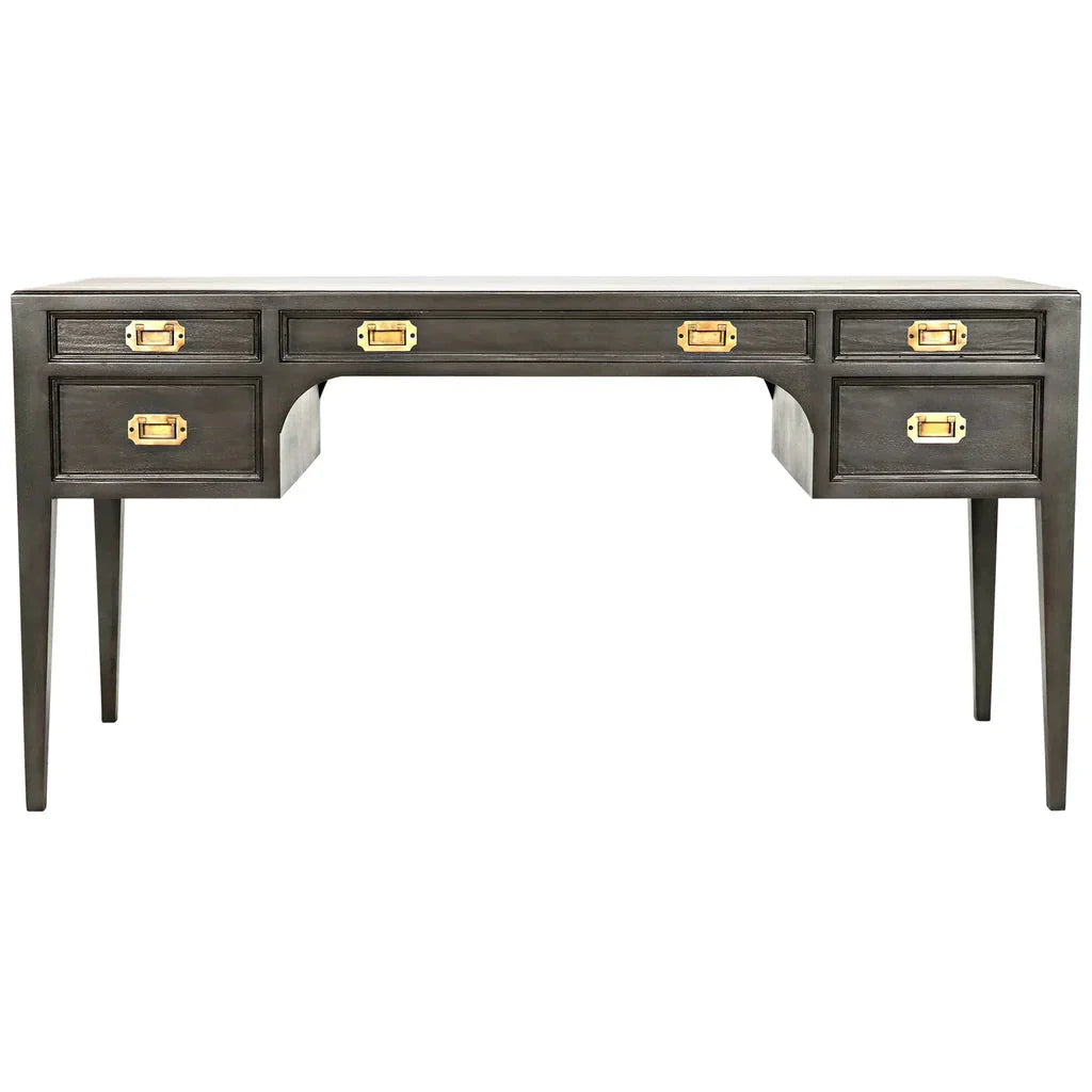 Africa Desk Mahogany Wood Desk With Drawers-Home Office Desks-Noir-Sideboards and Things