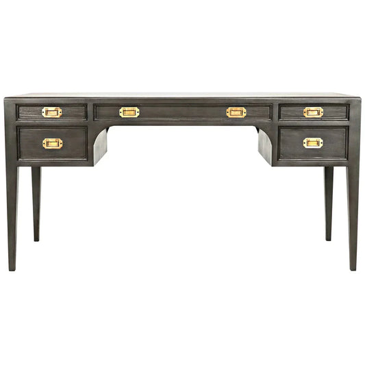 Africa Desk Mahogany Wood Desk With Drawers-Home Office Desks-Noir-Sideboards and Things