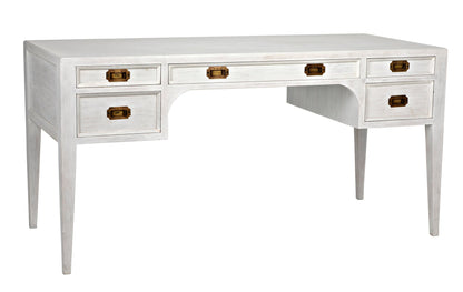 Africa Desk, White Wash Writing Table With Drawers-Home Office Desks-Noir-Sideboards and Things