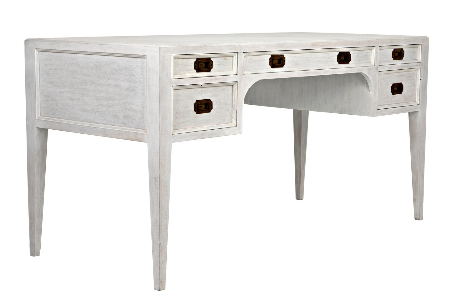 Africa Desk, White Wash Writing Table With Drawers-Home Office Desks-Noir-Sideboards and Things