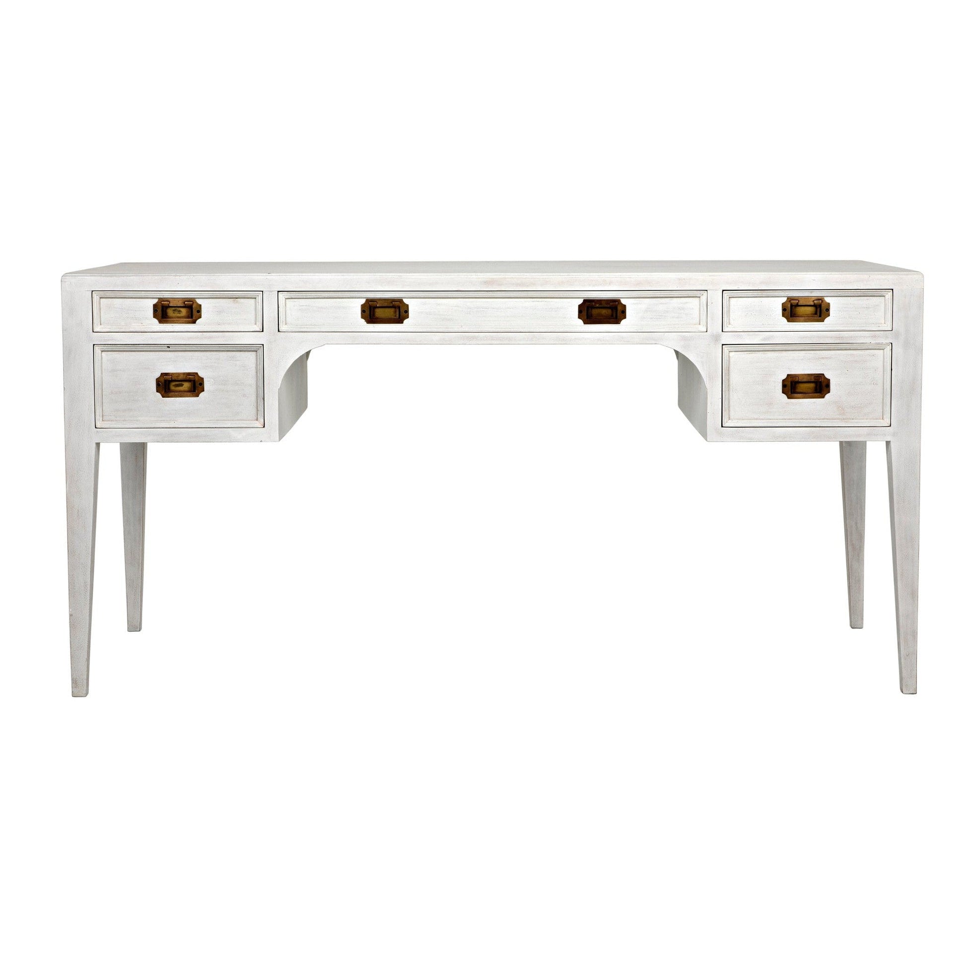 Africa Desk, White Wash Writing Table With Drawers-Home Office Desks-Noir-Sideboards and Things