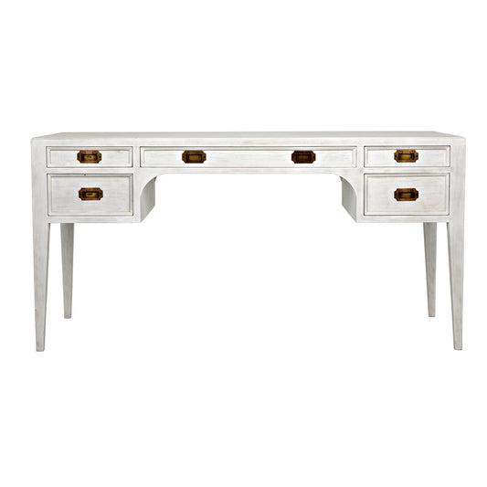 Africa Desk, White Wash Writing Table With Drawers-Home Office Desks-Noir-Sideboards and Things