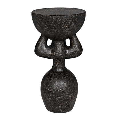 African Side Table Black Cement Accent Table-Side Tables-Noir-Sideboards and Things