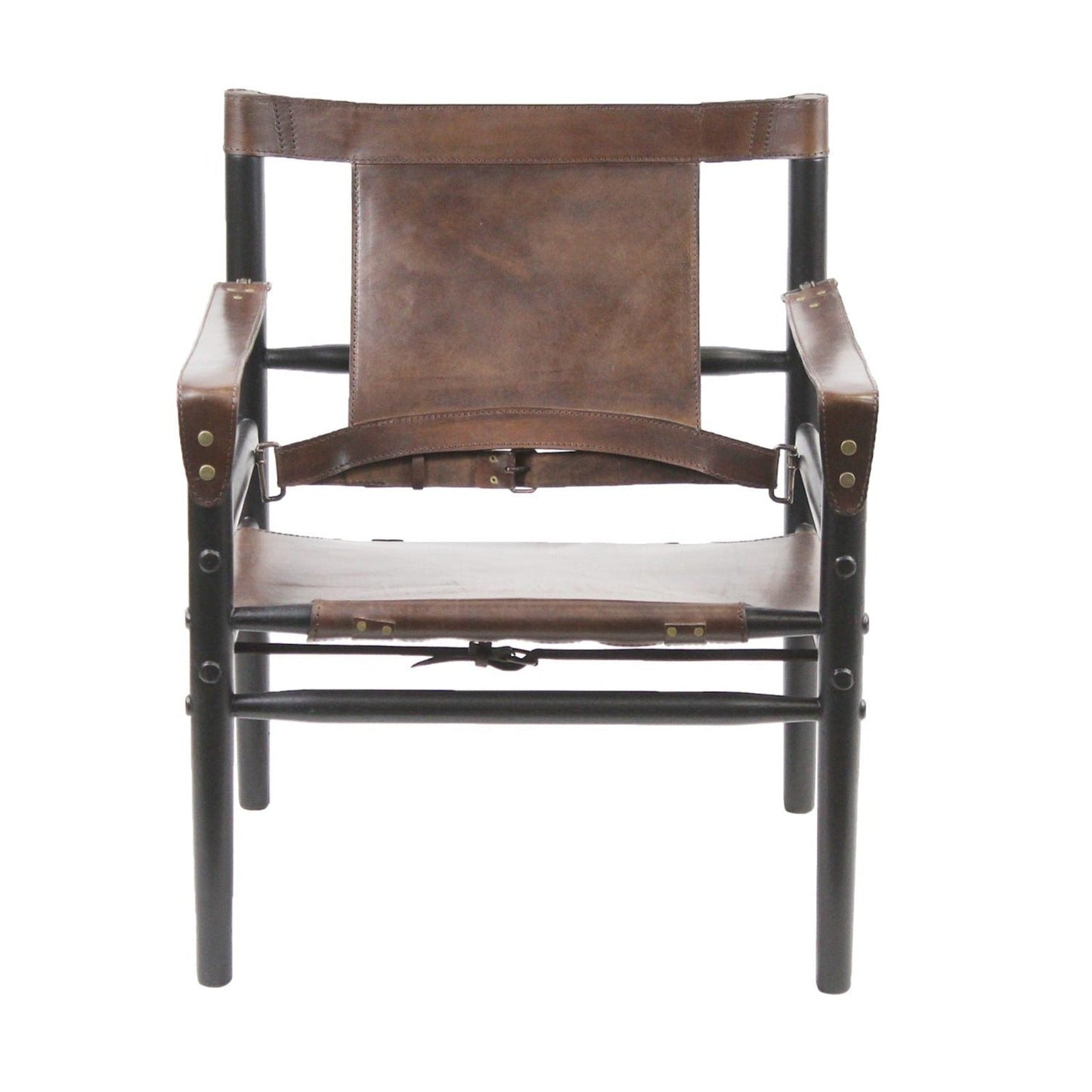 African Tobacco Leather Accent Chair Karly-Accent Chairs-Peninsula Home-LOOMLAN