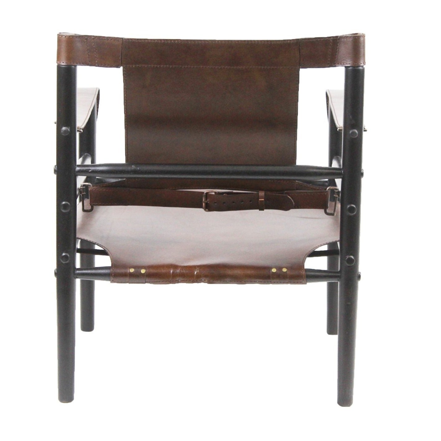 African Tobacco Leather Accent Chair Karly-Accent Chairs-Peninsula Home-LOOMLAN