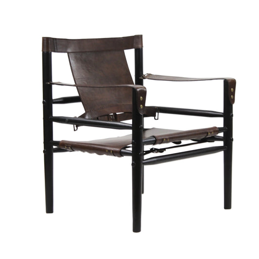 African Tobacco Leather Accent Chair Karly-Accent Chairs-Peninsula Home-LOOMLAN