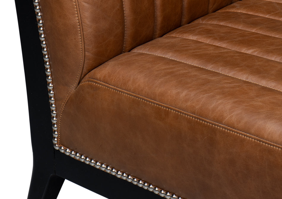 Agave Slipper Accent Chair In Distilled Leather-Accent Chairs-Sarreid-LOOMLAN