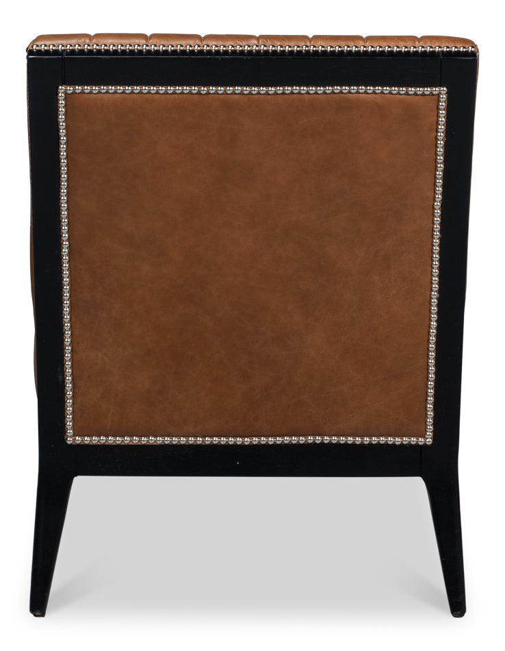 Agave Slipper Accent Chair In Distilled Leather-Accent Chairs-Sarreid-LOOMLAN