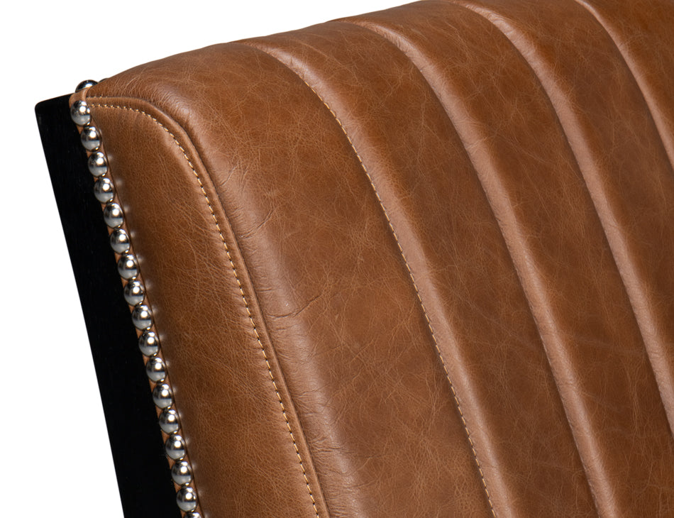 Agave Slipper Accent Chair In Distilled Leather-Accent Chairs-Sarreid-LOOMLAN