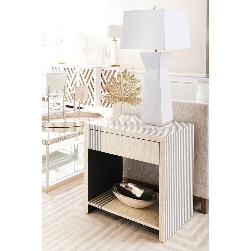 Chelsea House Alabaster Natural White Pyramid Design Table Lamp