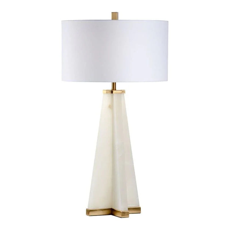 Chelsea House Alabaster Natural White Pyramid Design Table Lamp
