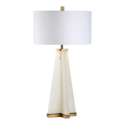 Chelsea House Alabaster Natural White Pyramid Design Table Lamp