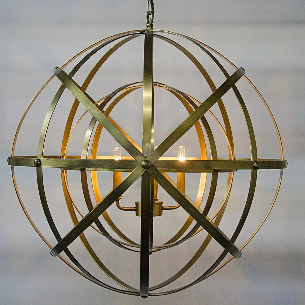 Noir Alchemy Metal Chandelier With Brass Finish