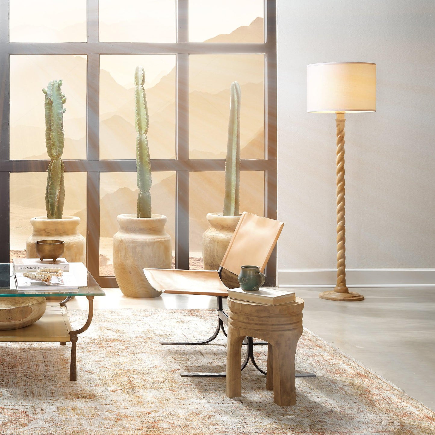 Alessa Tan Leather Accent Sling Chair-Accent Chairs-Jamie Young-Sideboards and Things